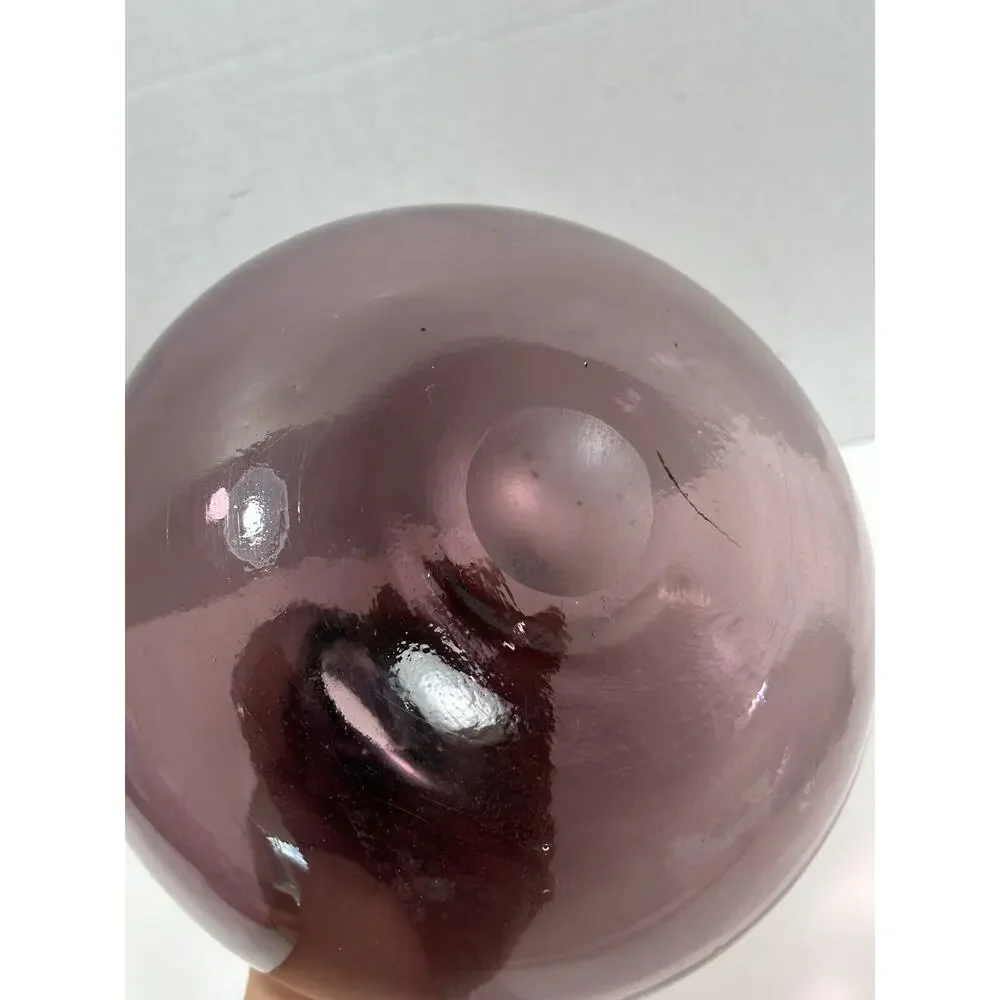 Vintage Art Glass Hand Blown Purple Amethyst‎ Oval Bud Vase Round Bulb Vase 8.5”